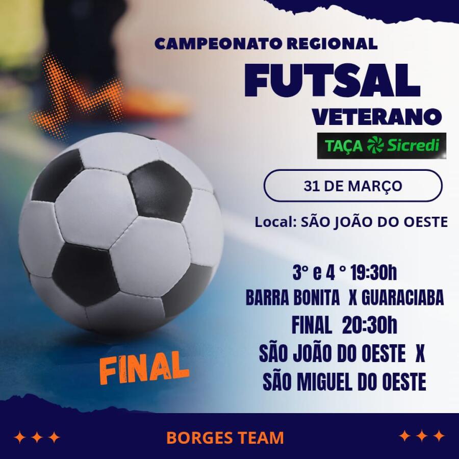 Peperi transmite final entre São Miguel do Oeste e São João do Oeste no futsal veterano