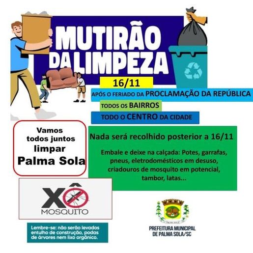Poder público promove mutirão de limpeza em novembro