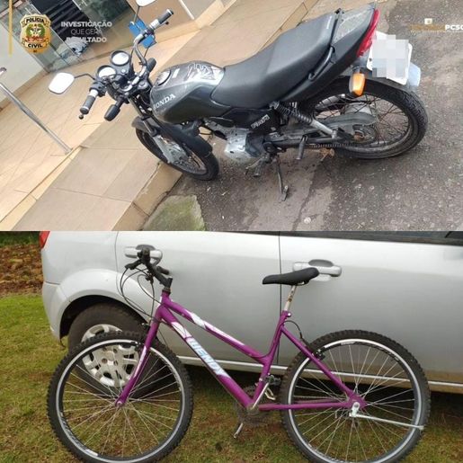 Furto de moto e bicicleta é esclarecido em menos de 24 horas em Santa Terezinha do Progresso