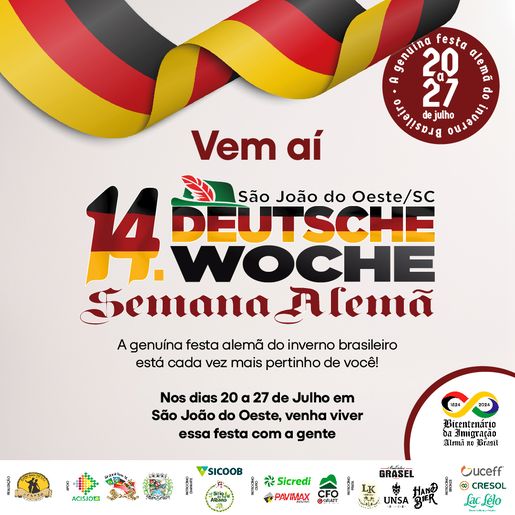 Bicentenário da imigração será destaque em show de abertura da Semana Alemã