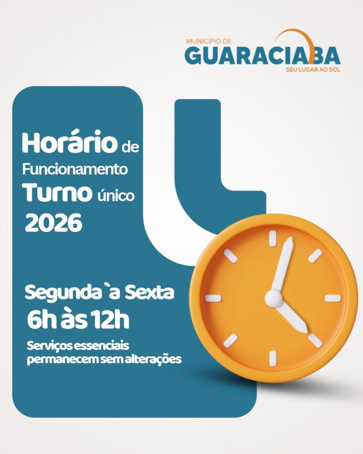 Guaraciaba terá turno único em repartições públicas a partir de terça-feira