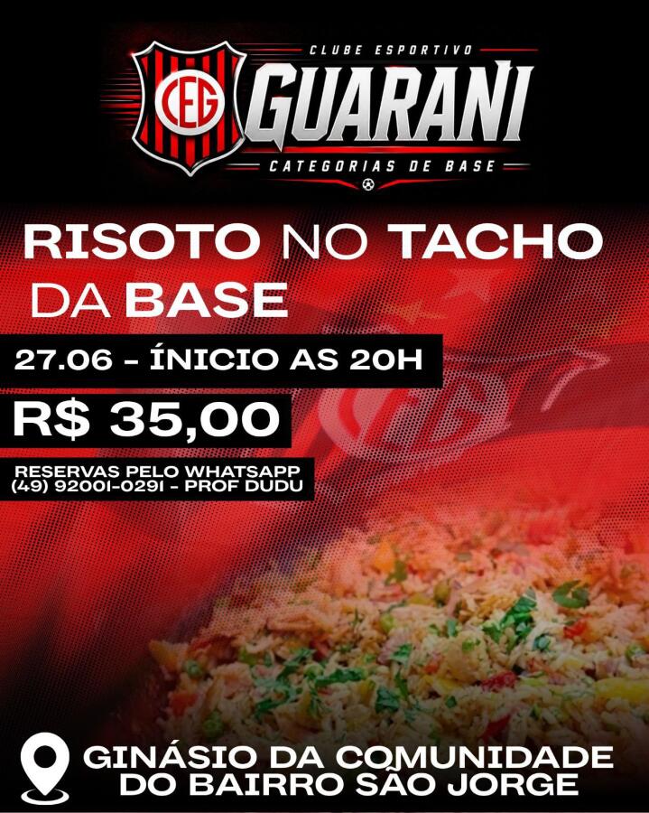 Base do Guarani promove risoto beneficente para arrecadar recursos em SMO