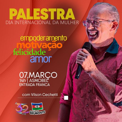 Belmonte terá palestra alusiva ao Dia Internacional da Mulher