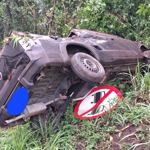 Motorista embriagado sofre acidente na BR-158 em Palmitos