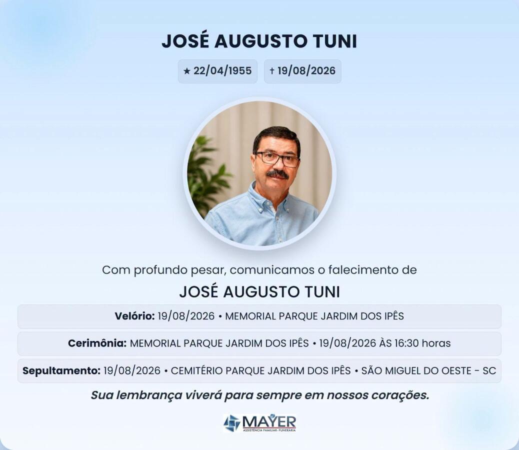 Policial Civil aposentado José Agusto Tuni morre aos 71 anos em SMOeste