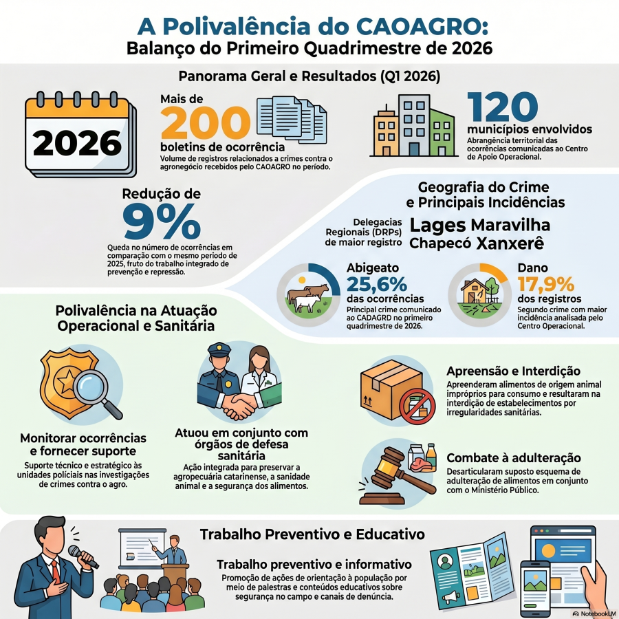 Crimes contra o agronegócio caem 9% em Santa Catarina em 2026