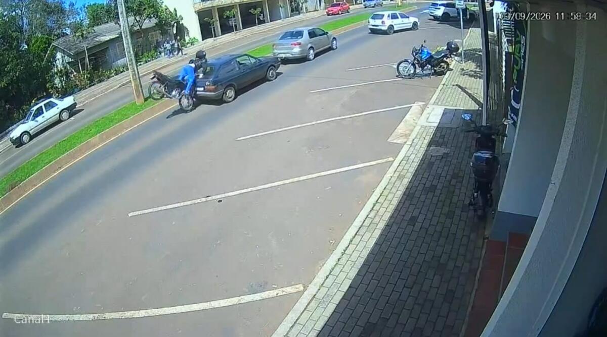 Motociclista fica ferido em colisão no centro de Itapiranga