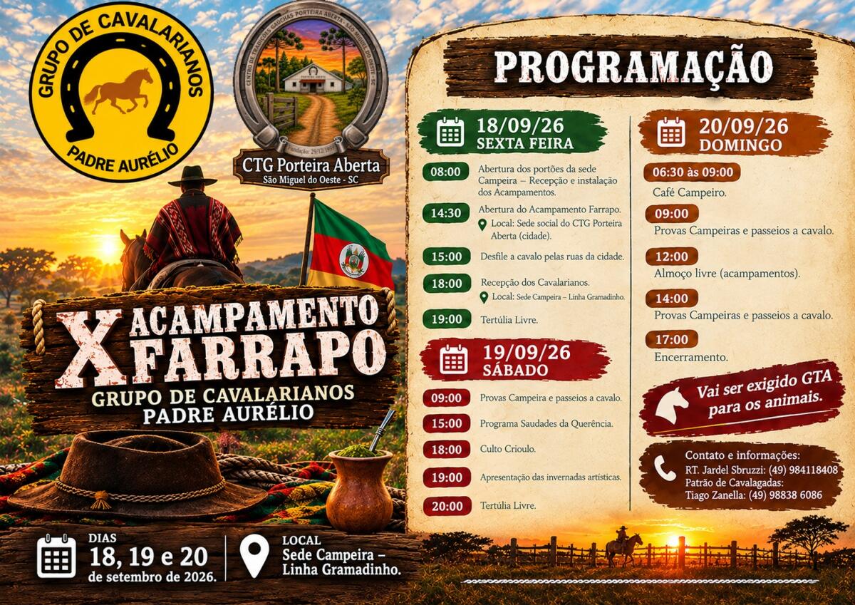 Grupo de Cavalarianos e CTG promovem 10º Acampamento Farrapo em SMO