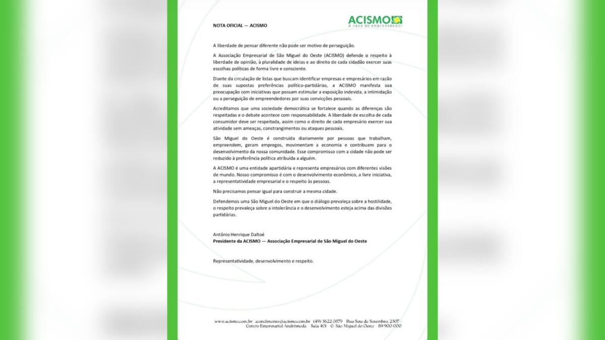 ACISMO e CDL criticam supostas listas de boicote a empresas em SMO