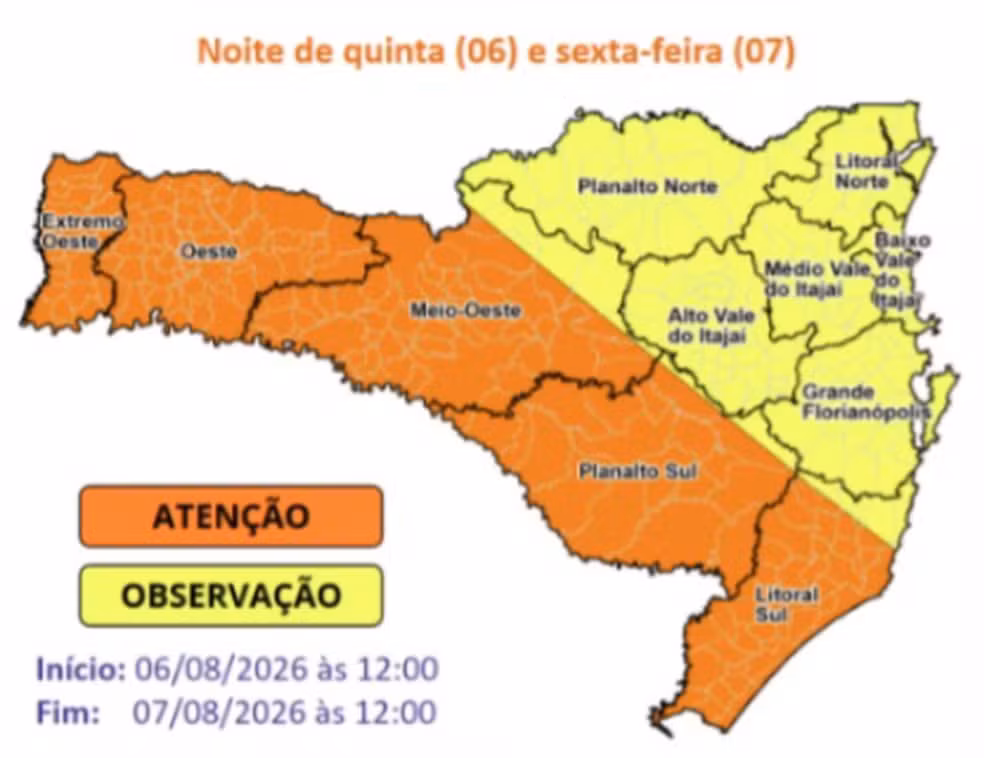 SC tem alerta para temporais e possibilidade de formação de ciclone bomba