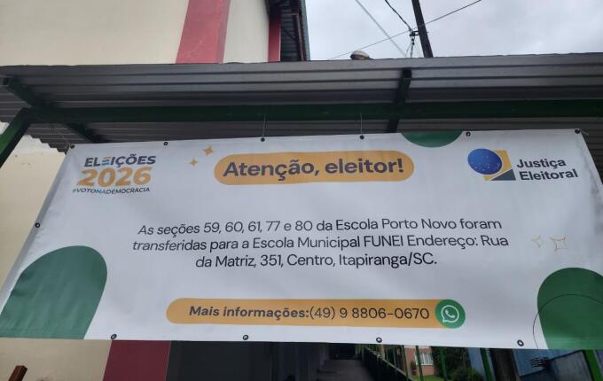Justiça Eleitoral reforça mudança em local de votação em Itapiranga