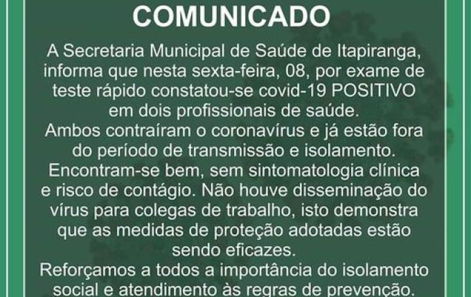 Itapiranga registra mais dois casos de coronavírus
