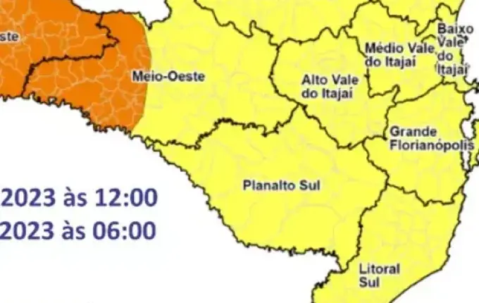 SC tem alerta de chuva intensa e risco de granizo a partir desta sexta