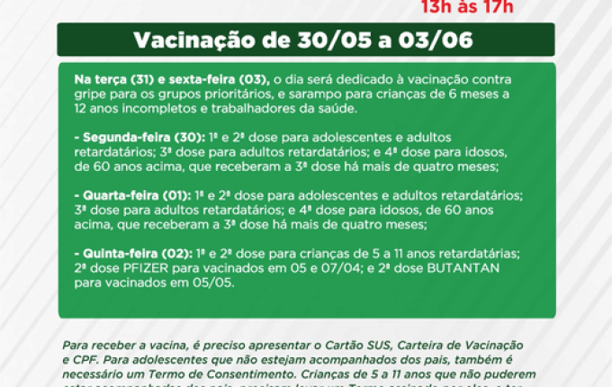Saúde divulga cronograma de vacinação contra covid da próxima semana