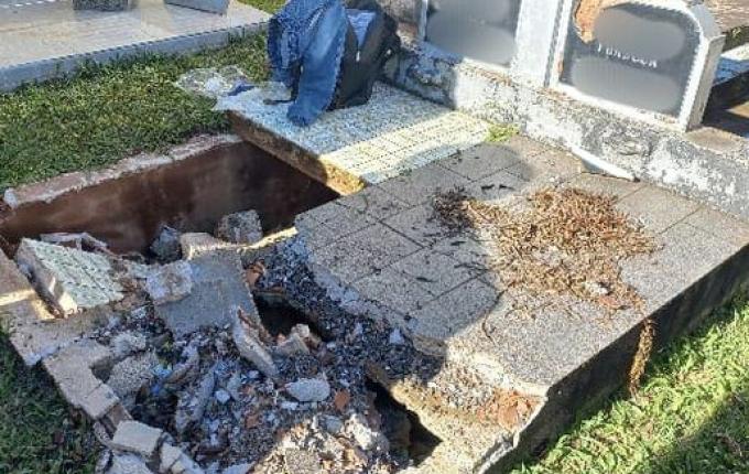 Polícia encontra mochila com produtos furtados escondida em cemitério de São José do Cedro