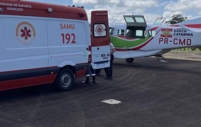 Bebê de sete meses é transferido de SMO para hospital em Joinville