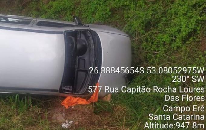 Idoso fica ferido em saída de pista em Campo Erê