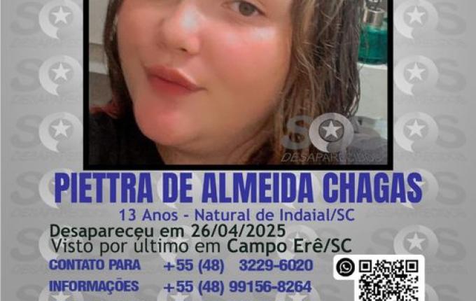 Menina de Campo Erê está desaparecida
