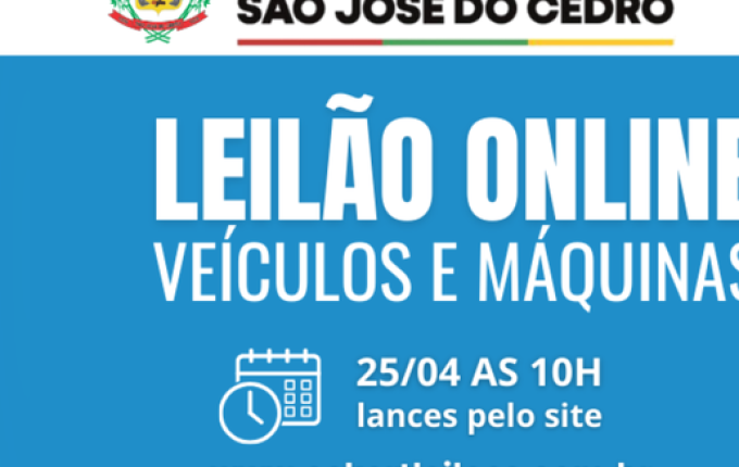Leilão de veículos da prefeitura de São José do Cedro termina nesta sexta