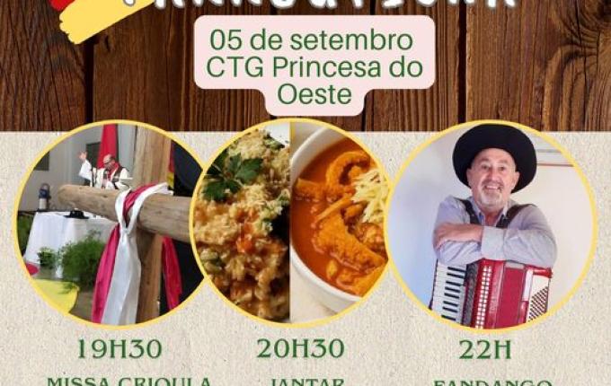 CTG Princesa do Oeste prepara Sétimo Jantar Farroupilha