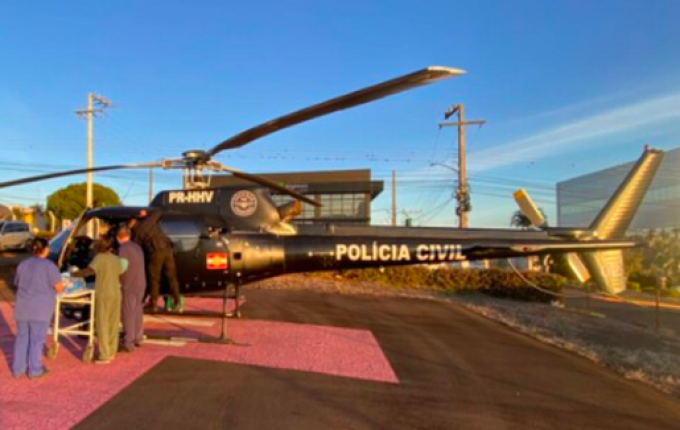 Adolescente sofre queda de bicicleta e é transferido de helicóptero no Oeste