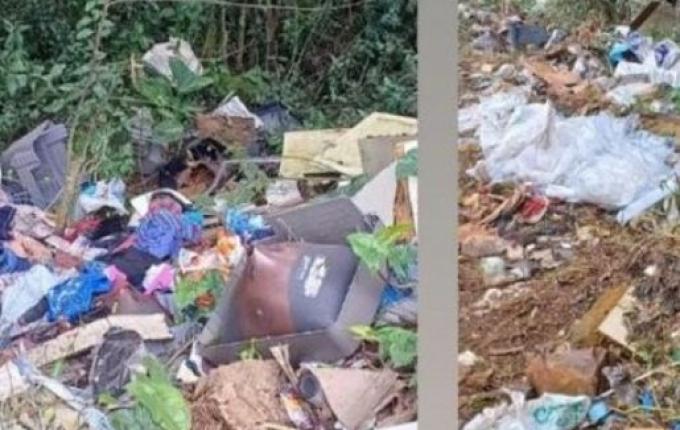 Suspeita é identificada por descarte irregular de lixo na SC-157 em Quilombo