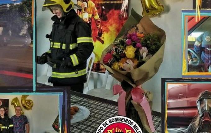Admiradora dos Bombeiros, jovem recebe festa de aniversário no batalhão