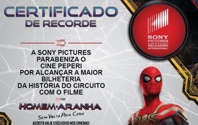 Cine Peperi recebe o Certificado de Recorde da Sony Pictures