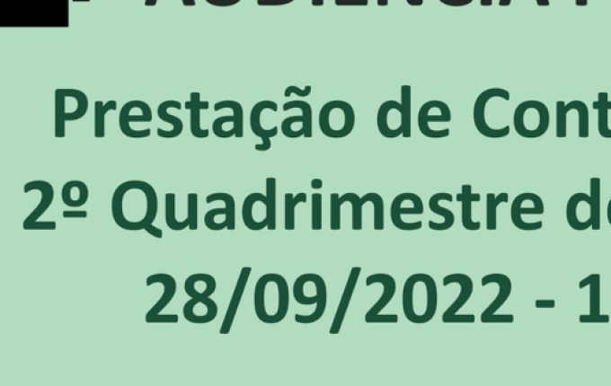 Audiência Pública de Prestação de Contas do 2º Quadrimestre do ano será nesta quarta