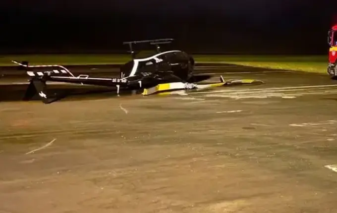 Tentativa de furto termina com queda de helicóptero durante decolagem em MG