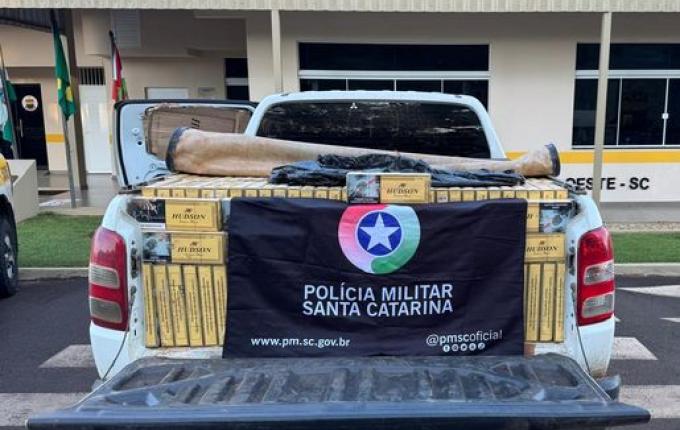 PM apreende R$ 265 mil em cigarros contrabandeados na SC-283 em Caibi