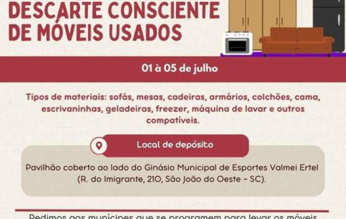 SJO fará campanha de descarte consciente de móveis usados