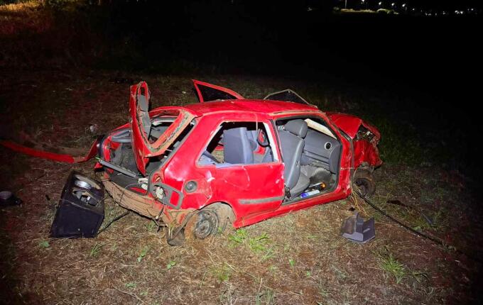 Saída de pista deixa 5 pessoas feridas na SC 163, em São Miguel do Oeste