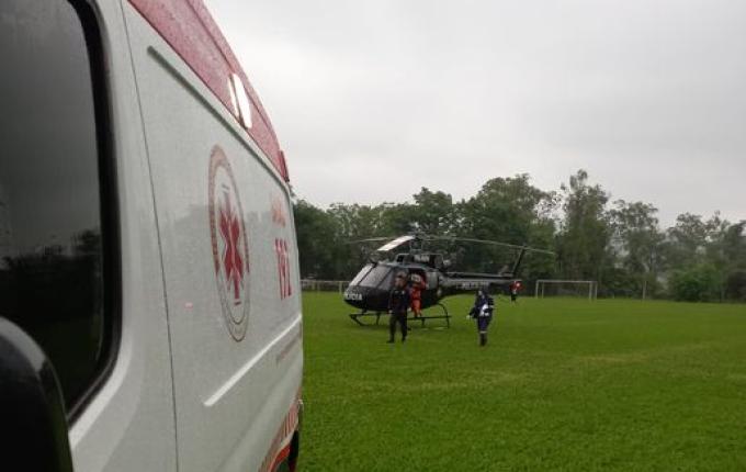 Idoso é transferido de helicóptero após infarto em Itapiranga