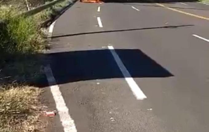 VÍDEO: Caminhão carregado de carne fica destruído por incêndio na SC-157