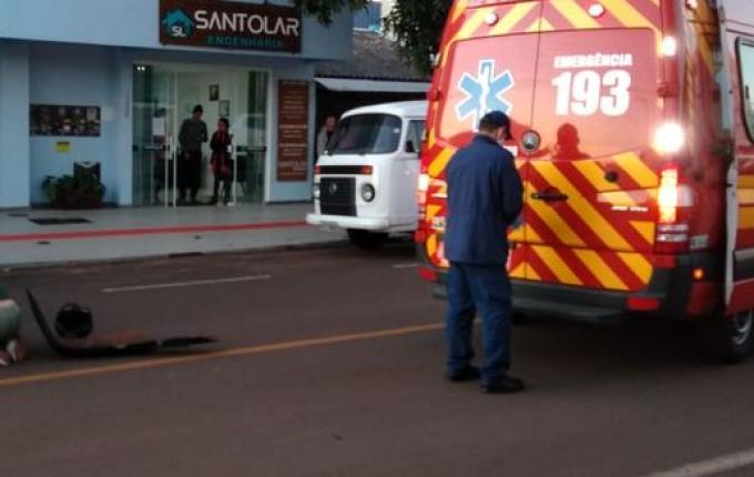 Homem fica ferido em acidente com moto em São Miguel do Oeste