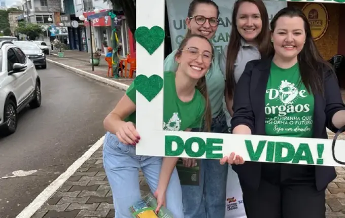 Ação no Calçadão de São Miguel do Oeste promove conscientização sobre doação de órgãos