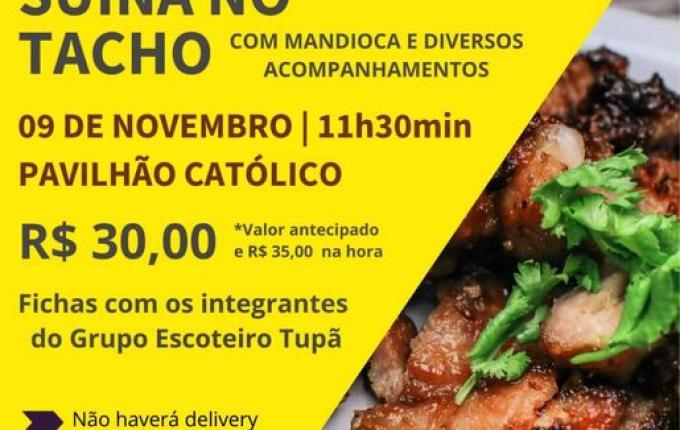 Escoteiros Tupã realizam almoço da carne suína no tacho neste sábado
