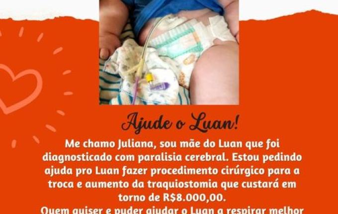 Família busca auxílio para o menino Luan
