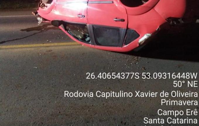 Motorista fica ferido em acidente na SC-160