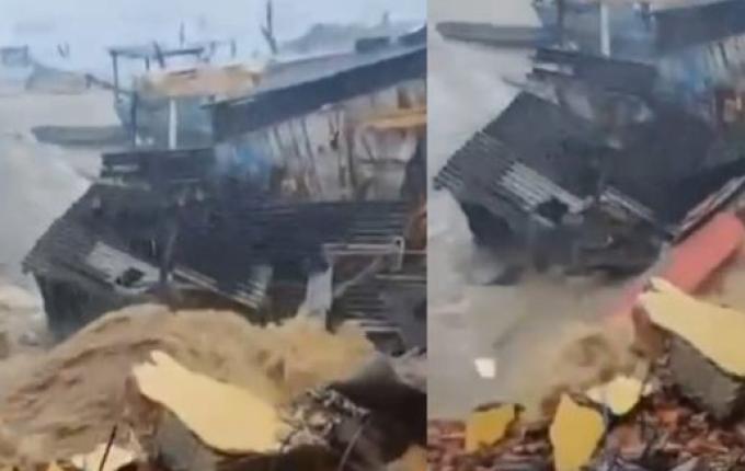 Quartel dos bombeiros de Governador Celso Ramos “desaba” em meio às chuvas