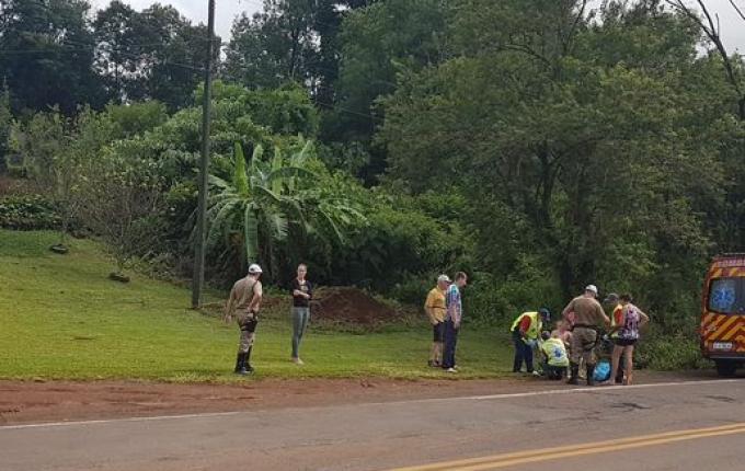 Motociclista fica ferido em queda na SC 163