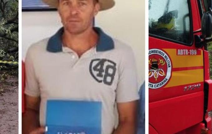 Identificado agricultor que morreu atingido por árvore durante temporal em Palmitos