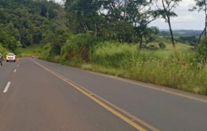 Veículo pega fogo depois de bater em barranco