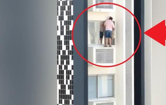 VÍDEO: Mulher é flagrada sem proteção limpando janela no quinto andar em SC