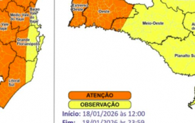 Defesa Civil sobe alerta e coloca SC em risco alto para temporais com vento forte