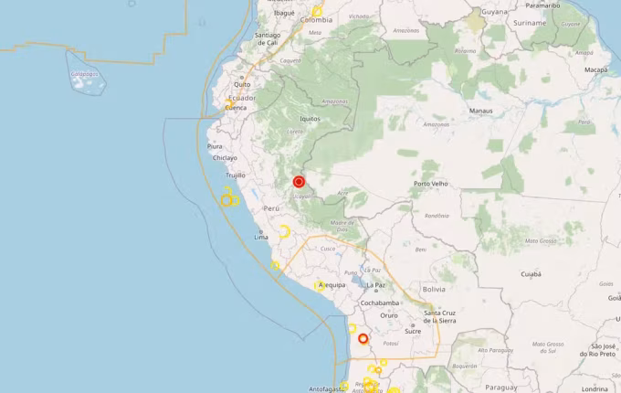 Terremoto de magnitude 5,6 é registrado perto da fronteira entre Peru e Brasil