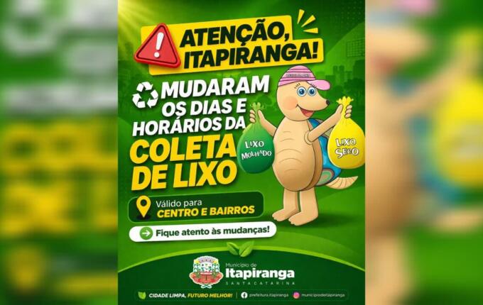 Prefeitura de Itapiranga divulga novos horários para coleta de lixo na cidade