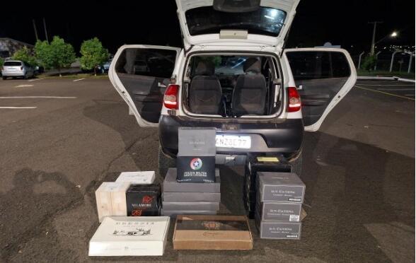 PM apreende mais de 100 garrafas de vinho contrabandeadas na BR-282, em SMO