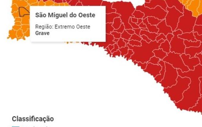 SC volta a ter 12 regiões em risco gravíssimo para contágio do novo coronavírus